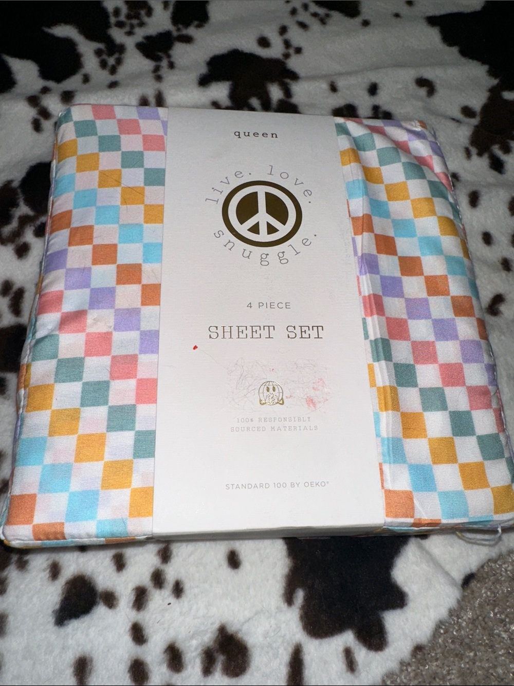 Queen 4-Piece Pastel Check Sheet Set